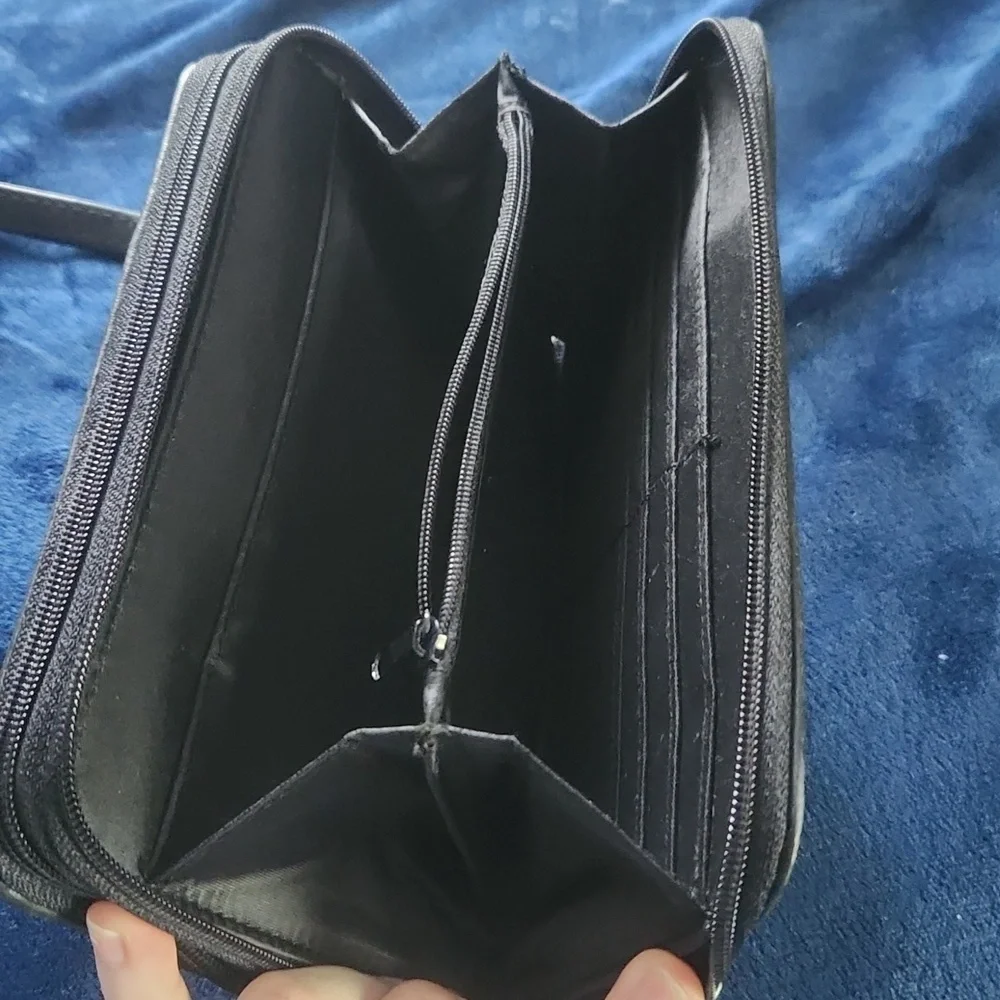 Vintage Black Wallet Planner with Wristlet